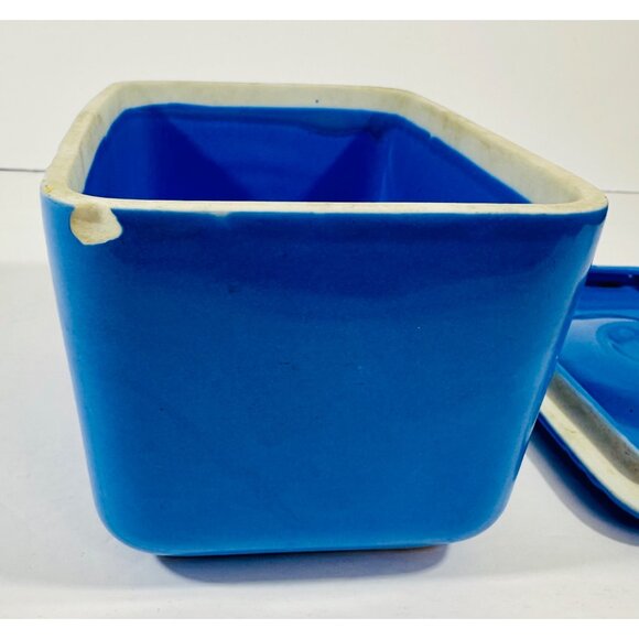 Vintage Hall China Westinghouse Delphinium Blue Refrigerator Dish With Lid 6.25” - Picture 10 of 11
